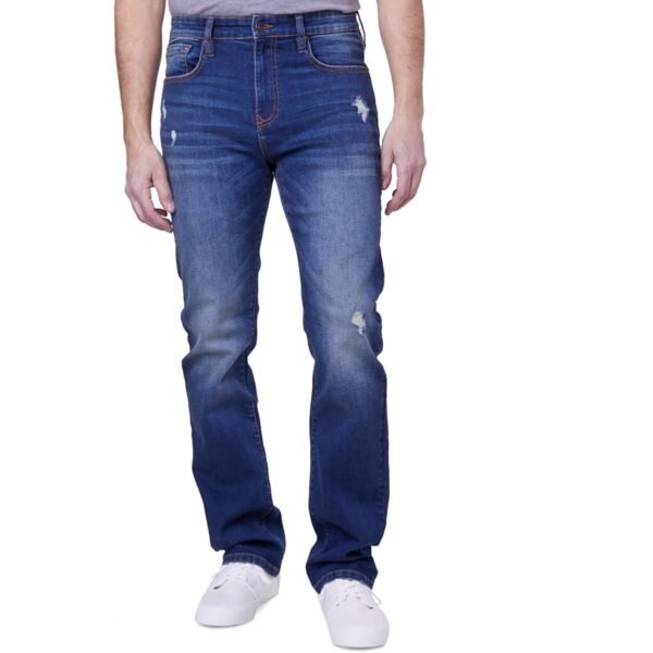 Lazer Mens Denim Distressed Straight Leg Jeans - Image 2