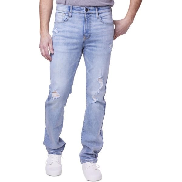 Lazer Mens Denim Distressed Straight Leg Jeans