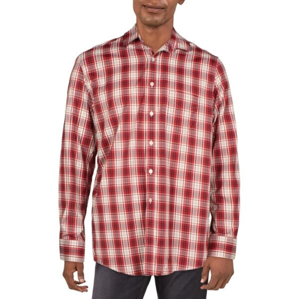 Club Room Mens Plaid Wrinkle Resistant Button-Down Shirt